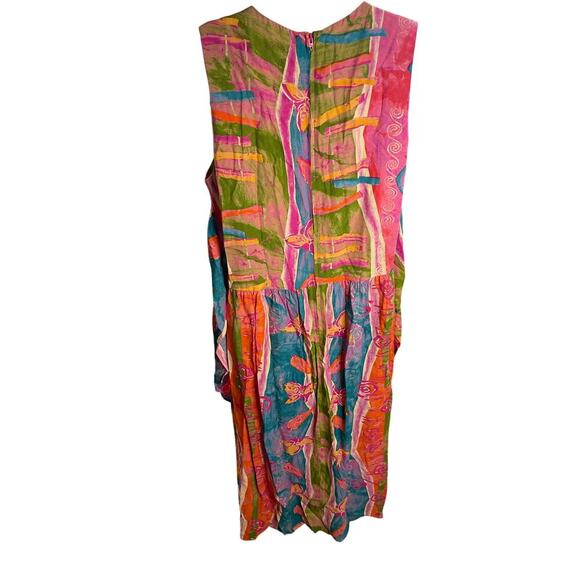Vintage Rabbit Rabbit Rabbit Designs Abstract Print Midi Dress Boho 90s Size 10 - Picture 3 of 7